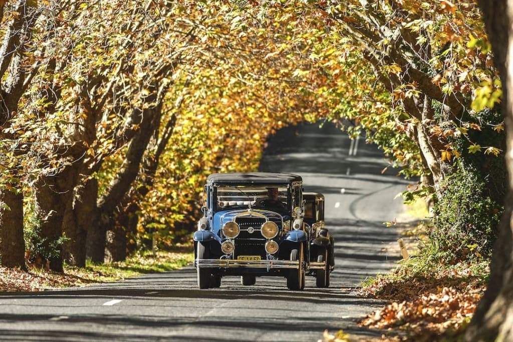 BM Vintage Cadillacs Blue Mountains Tour. Wentworth Falls in Autumn