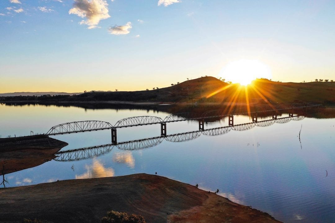 Bethanga Bridge sunset reflection 