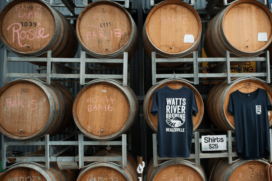 Barrels at Watts River Brewery, Healesville