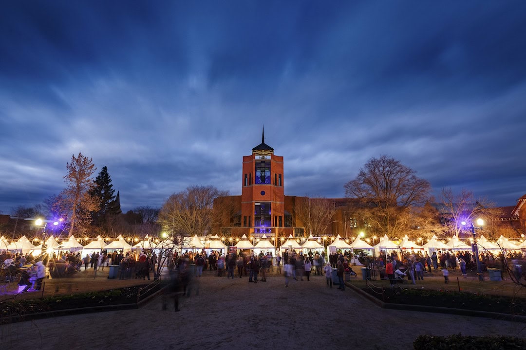 Stalls lining the heritage CBD of Bathurst for the annual Bathurst Winter Festival in 2016.