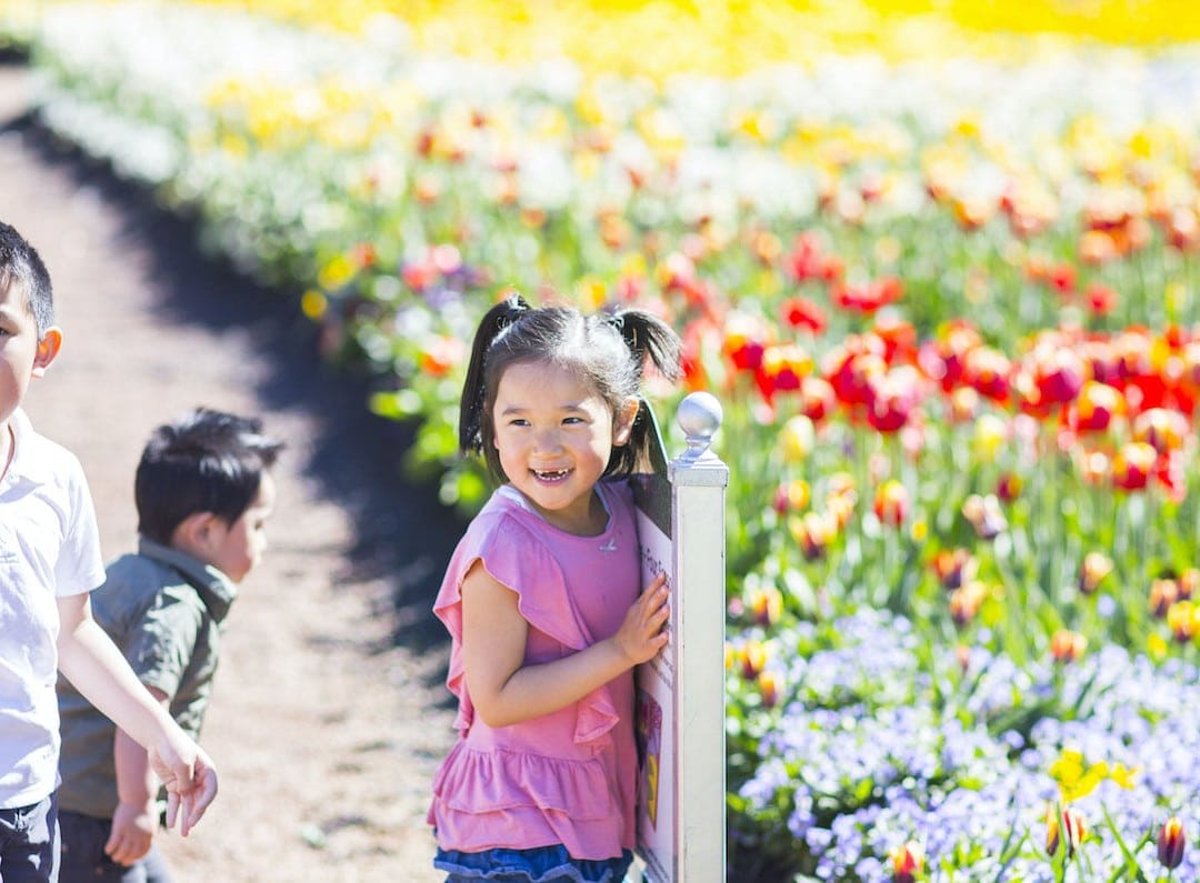 Kids playing in the flower fields at Floriade