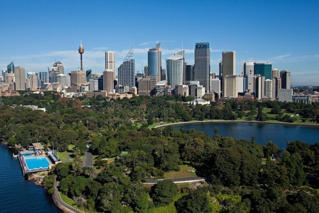 Sydney's Green Spaces Royal Botanic Gardens aerial, morning