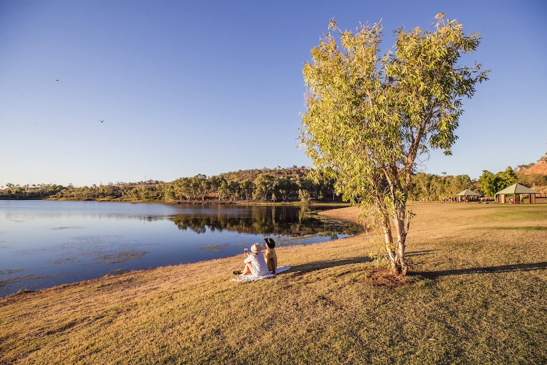 Couple relaxing at Lake Moondarra