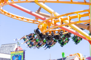 Family enjoying a rollercoaster ride at Dreamworld