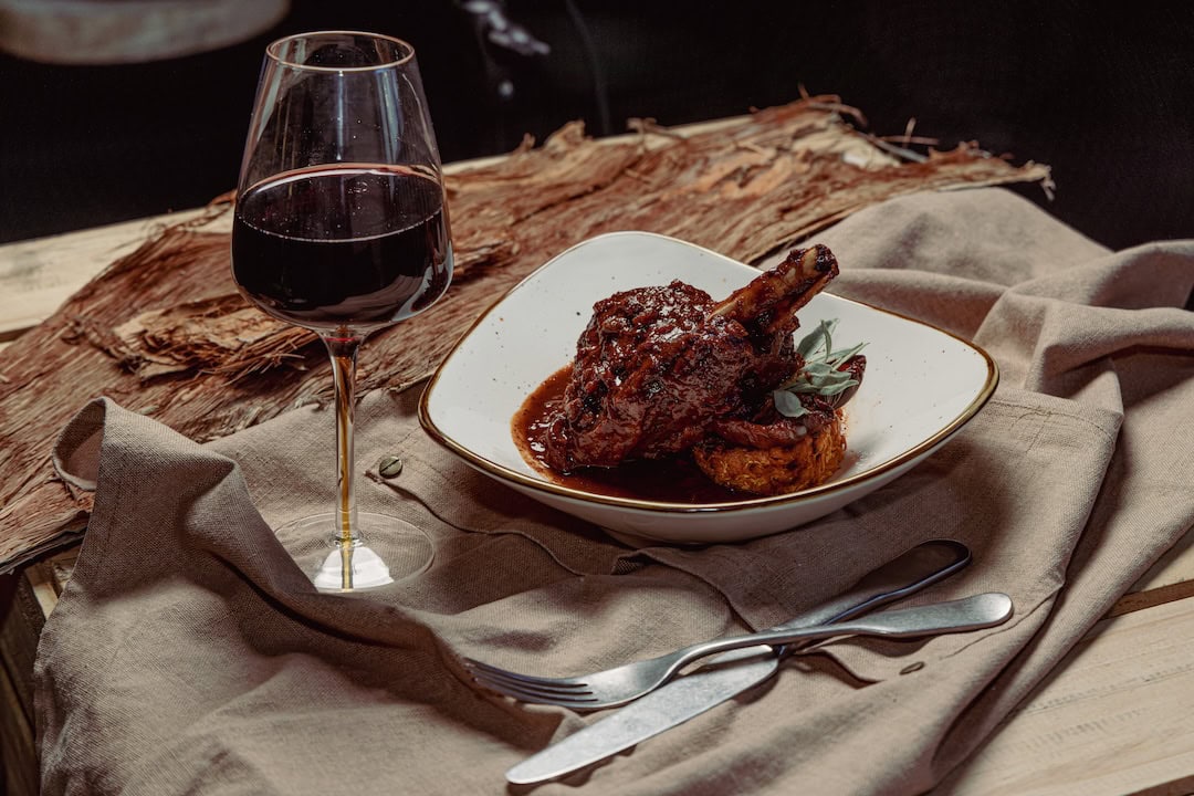 Braised wallaby shanks from Midden by Mark Olive, an Indigenous restaurant in Australia. 