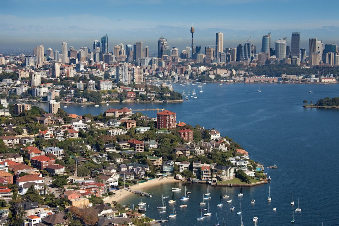 An aerial of Point Piper. Photo: Destination NSW.