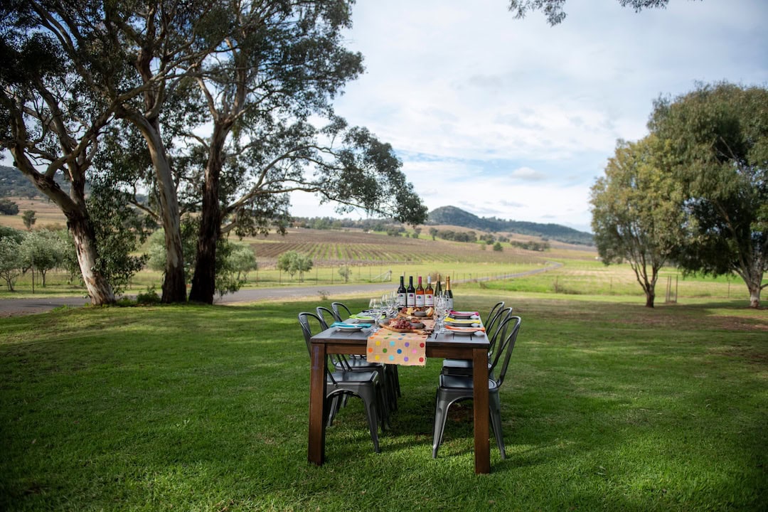 Food and wine while soaking in the countryside at Lazy Oak Wines in Eurunderee.