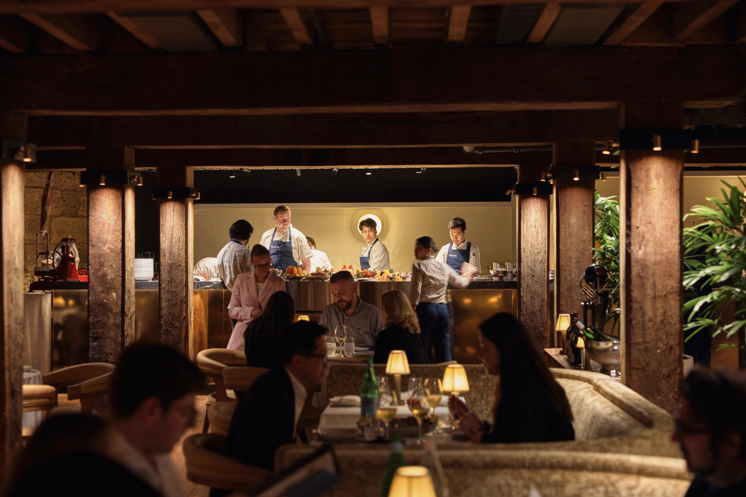 The open kitchen in The Dining Room at The Collective